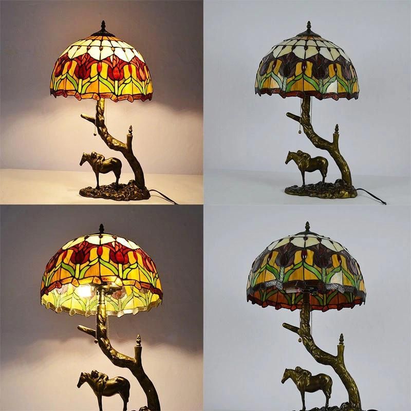 Tiffany Bronze Bedroom Decorative Lighting Stained Glass Table Lamp