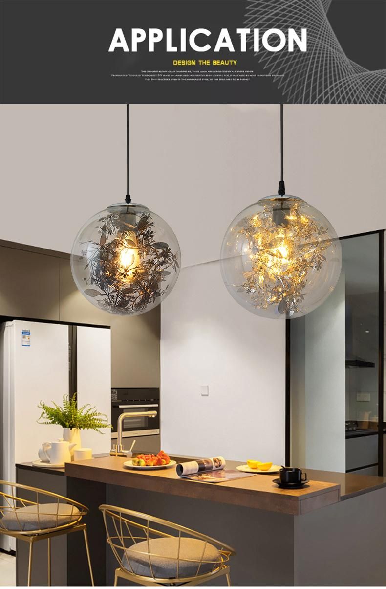 Hot Selling Modern E27 Glass Chandelier Romantic Home Art Deco Pendant Light for Cafe Living Room Dining Room