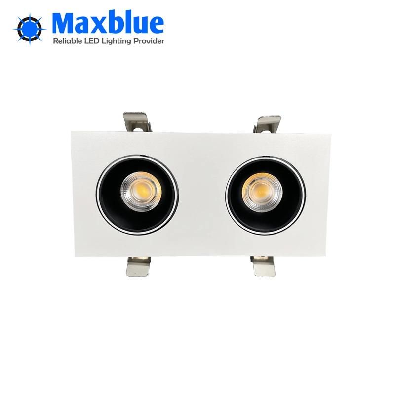 12W*2 Anti Glare Rectangle Double Head Spot Recessed LED Ceiling Downlight Dimmable