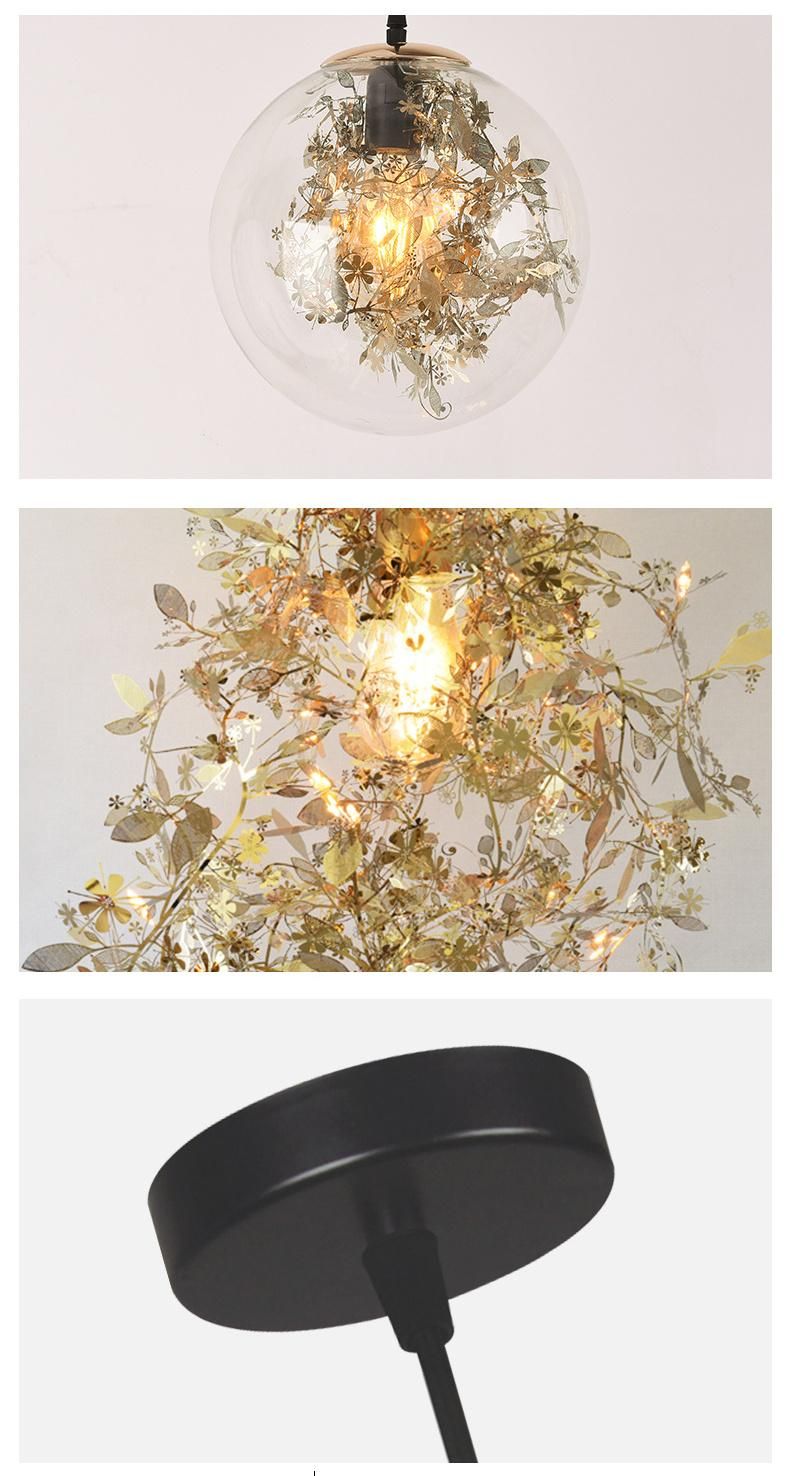 Hot Selling Modern E27 Glass Chandelier Romantic Home Art Deco Pendant Light for Cafe Living Room Dining Room