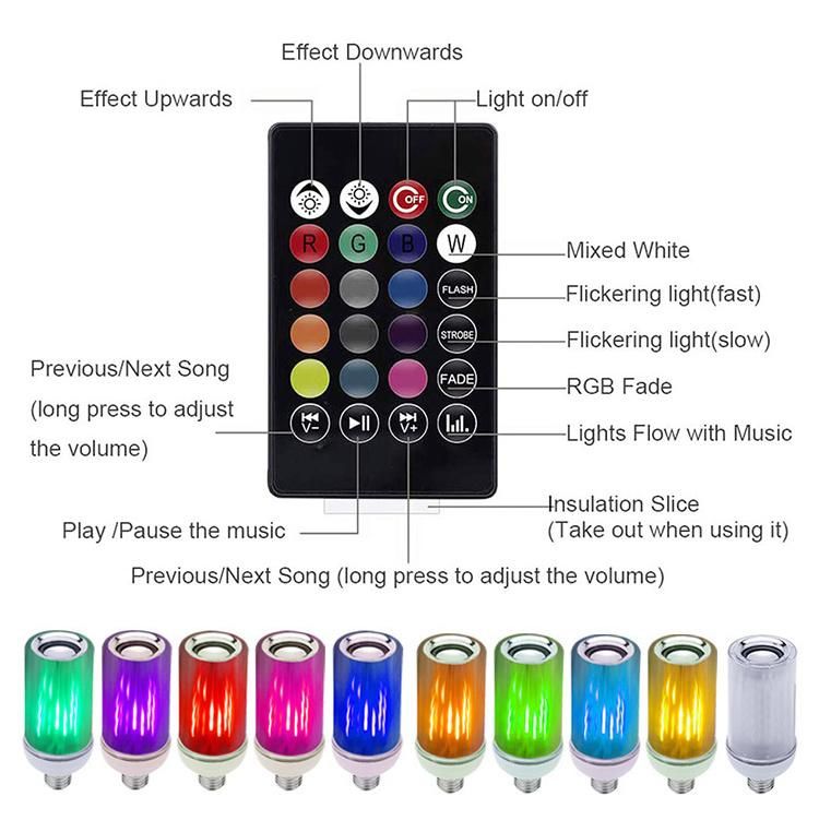 Blue Tooth Control Smart Flame Music Bulb with Speaker Inside