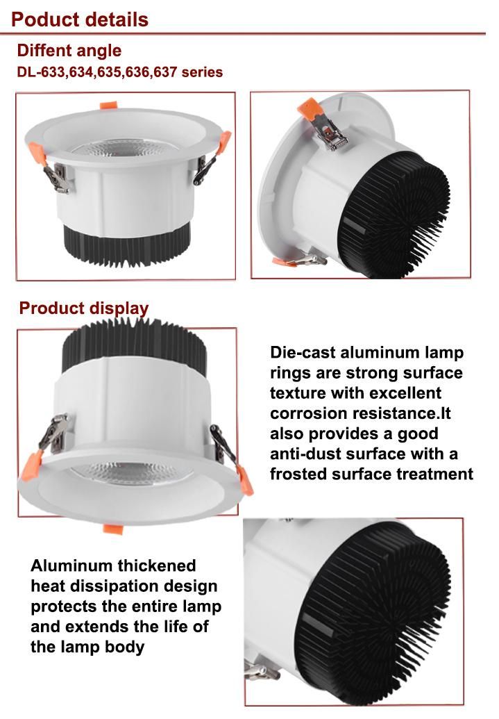 Dali Ajutable /0-10V Round Die Casting CREE Recessed COB LED Ceiling Down Light