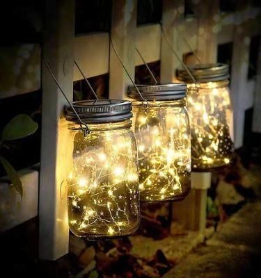 Solar Outdoor String Lights in Mason Jar LED Copper String Light