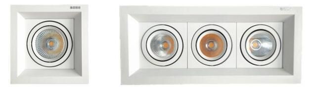 Adjustable (Dual-Head) COB Spot Light Recessed Square LED Downlight 2X20W 3000K Warm White