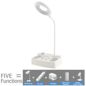 LED Study Desk Light with Bluetooth Speaker and Outlet Plug