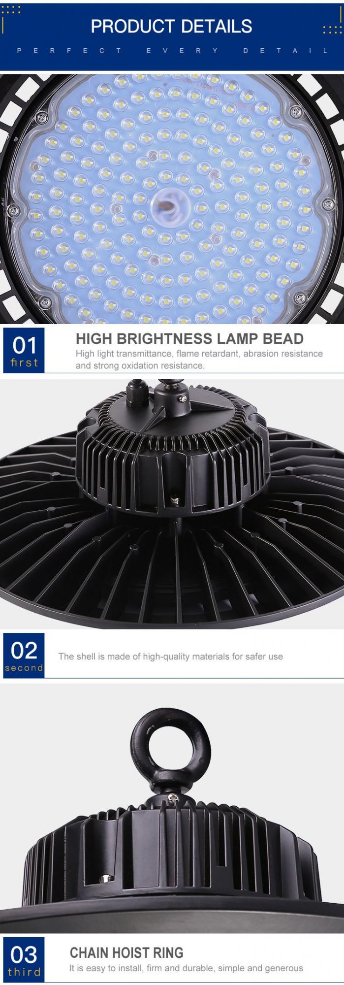 LED High Bay Light 50W100W150W200W Warehouse Lighting Lamp Manufacturer