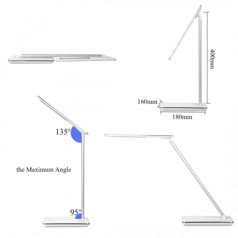 Jld-0319 Qi Touch Dimming LED Folding Desk Lamp with Wireless Charger with USB Port