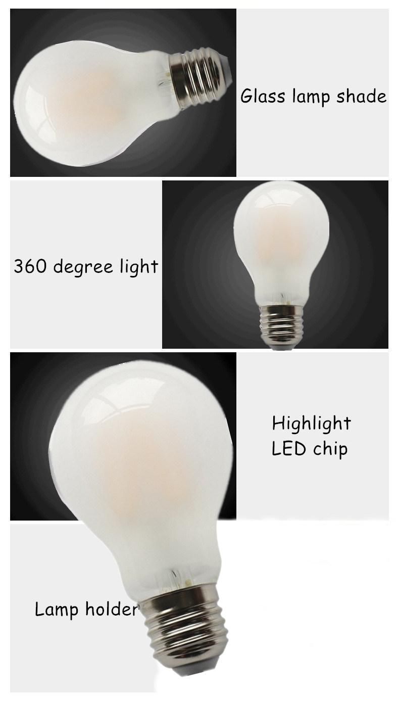 LED Global Bulb A60 6W/8W/10W Frosted Matte Glass LED Vintage Bulb Home Decoration LED Filament Lamp for Indoor Lighting CE RoHS ERP Approval