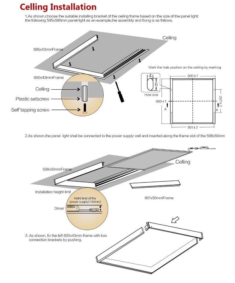 60X60/600X600 40W No Flicker Indoor Office LED Ceiling Panel