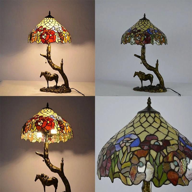 Tiffany Bronze Bedroom Decorative Lighting Stained Glass Table Lamp