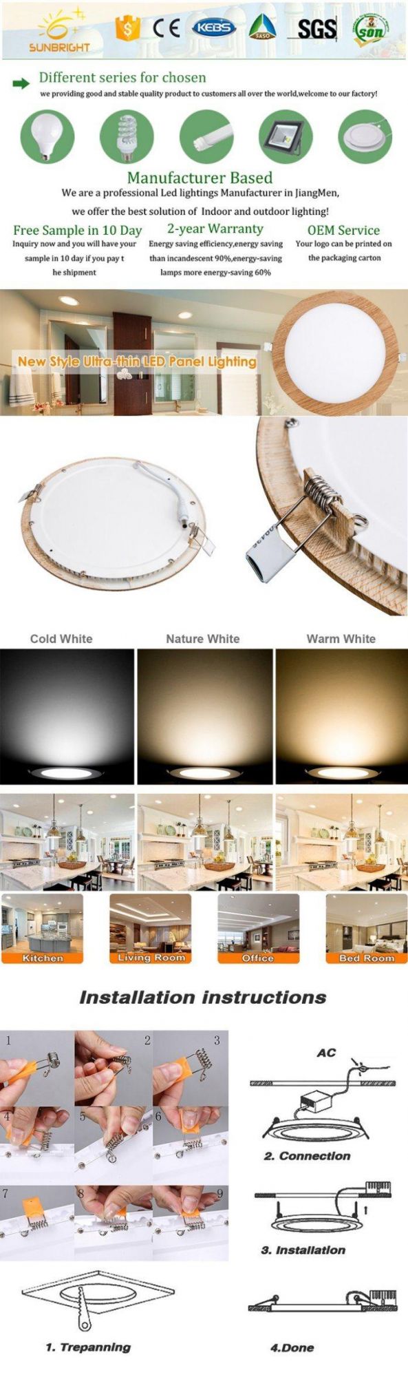85-265V Dimmable Super Thin Round 18W LED Panel Lamp