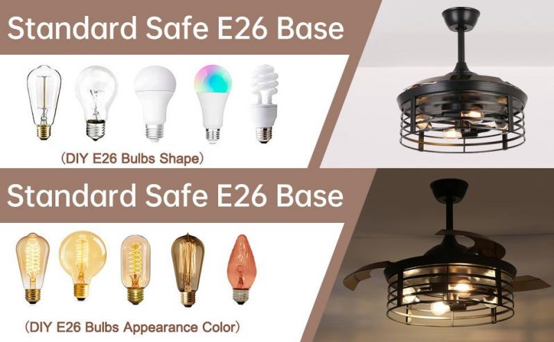 Ceiling Fan Metal Element Acrylic Popular Blades Invisible Ceiling Fan with Lights and Remote Control6ceiling Fan Metal Element Acrylic Popular Blades Invisibl