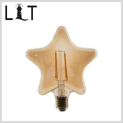 Star Special Shape Soft LED Filament Bulb E26 E27 Golden
