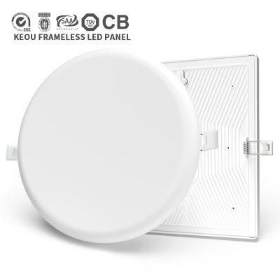 Keou New 100lm/W PC Aluminum 9W Frameless Embedded Ceiling 24W Recessed Lamp 36W Round No Frame LED Panel Light 18W with TUV CB Ce