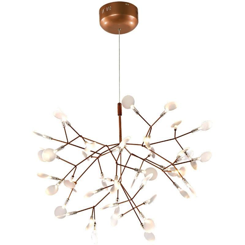 Modern Firefly Acrylic Leaf Chandelier
