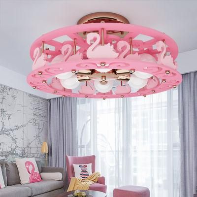 2022 New Pink Swan Nersury Moedern Ceiling Lamp Room Bedroom LED Lights for Children