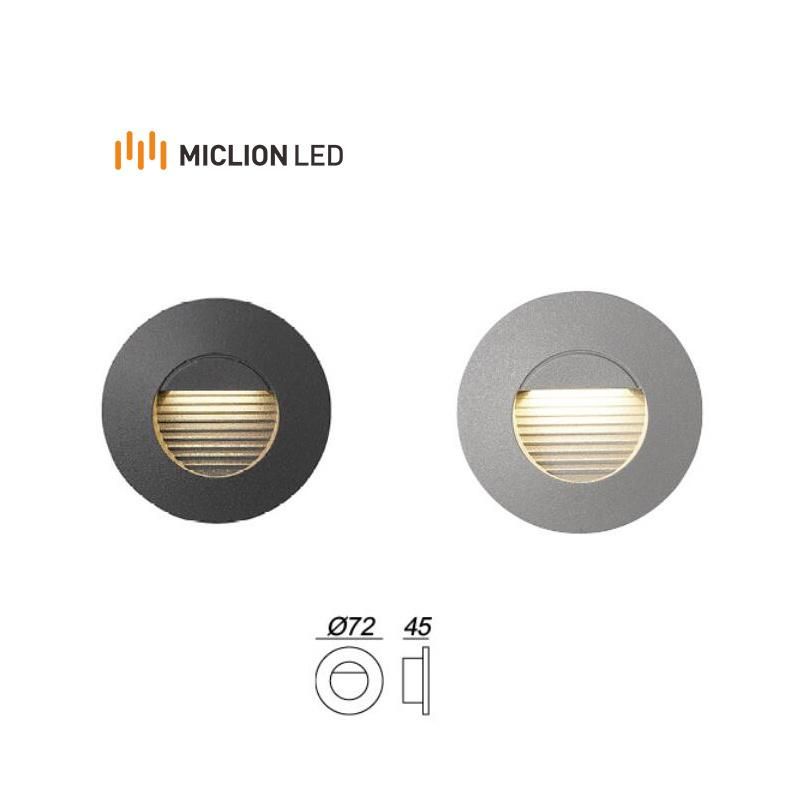 China Manufacturer Aluminum Die-Casting Wall Light Round Shape Recessed 2W with Ce RoHS