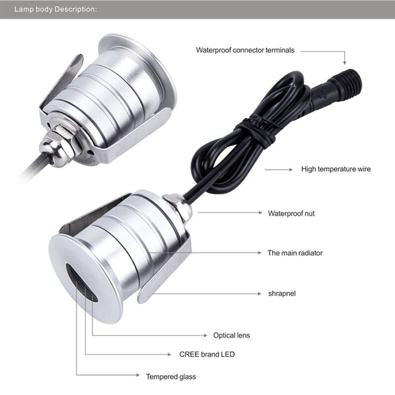 1W Mini LED Spot Light for Wall and Stair IP67 Waterproof Garden Lamp