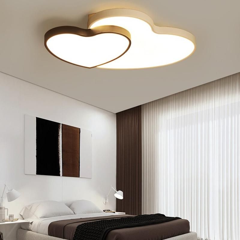 Unique Double Heart Design Factory Price Children Bedroom Study Room Flush Mount LED Ceiling Light Fixture