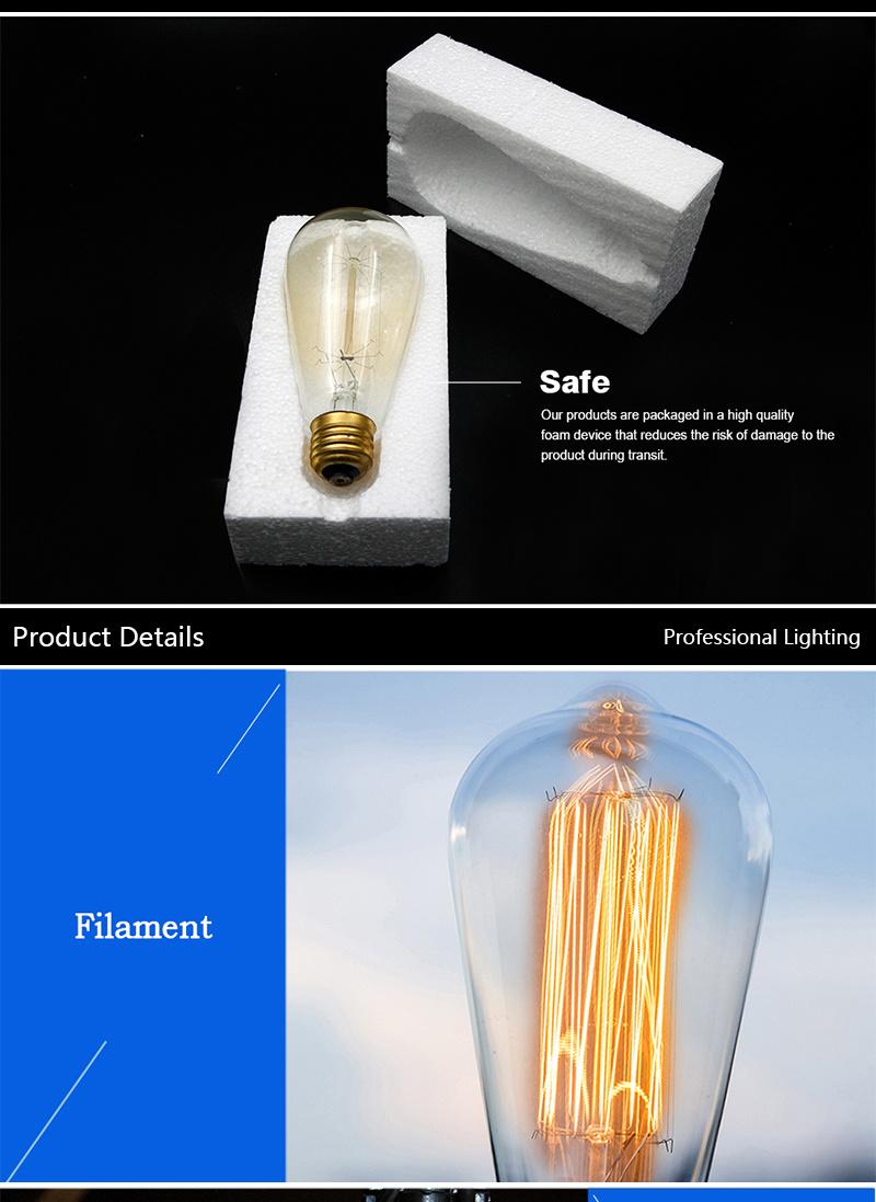 Retro Edison Light Bulb E27 110V 220V 40W St64 T45 G80 G95 G125 Dimmable Edison Lamp Ampoule Vintage Filament Incandescent Lamp