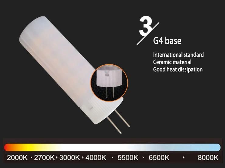 G4 12V Milky Lampshade 2835SMD Ceramic LED Lamp for Chandelier