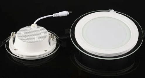 China Factory SMD Recessed Ceiling Glass LED Round Square Panellight Down Lamp 6W/9W/12W/18W/24W LED Panel Light