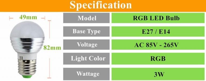 3W RGB Lampada LED Bulb