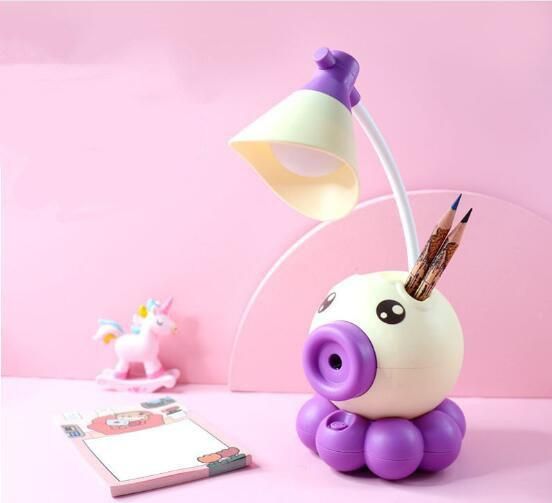 Creative Octopus Pencil Sharpener Pen Holder LED Table Lamp
