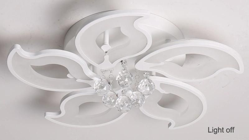 2022 Design 5 Heads Remote Control Flower Shape Acrylic LED Ceiling Lights Lamp Fixture Smart Control