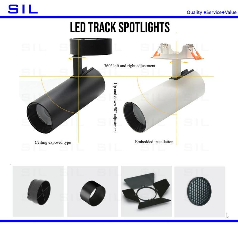 20W China Supplier Wholesale Dimmable Rotatable COB Commercial Spotlight LED Track Light