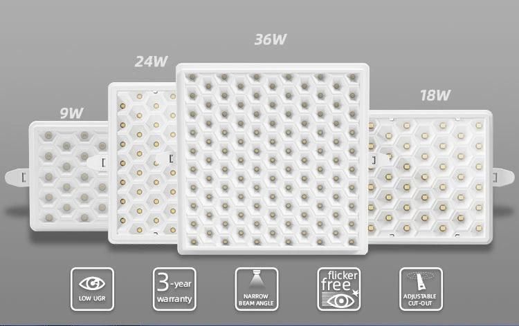 Warm White Recessed LED Lamp Smart 9W Super Thin Slim Square LED Panel Light with Anti Glare
