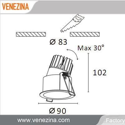 R6902 Fixed Downlight Anti-Glare Recessed LED Down Light