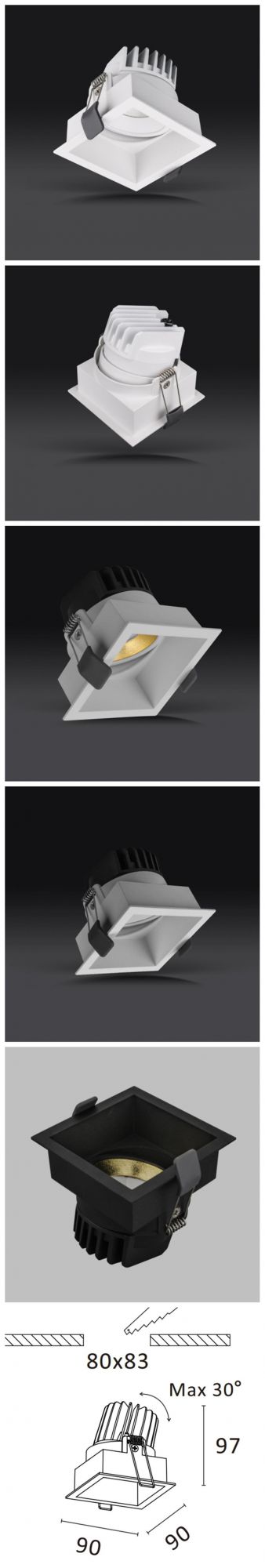 Hot Sell Professional Architectural LED Lighting, Deep Anti-Glare Square LED Spot Light
