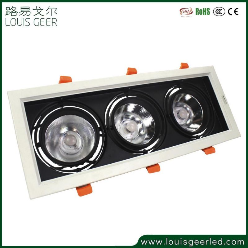 High Power Adjustable Recessed 3*12W LED COB Grille Light