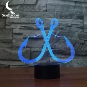 3D Fishing Hooks Desktop Lamp Fishing Club Sport Souvenir Gift
