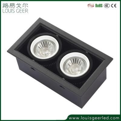 Commercial Hotel Lighting Single Triple COB 2*10W Square Recessed Grille Double Head LED Downlight LED Lamp