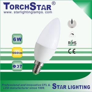 Good Quality 6W Aluminum Plastic C37 LED Candle Bulb