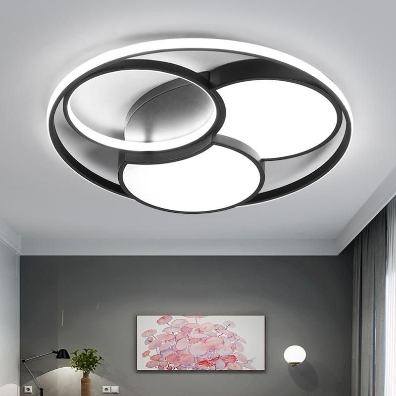 2022 New Design Round Acrylic Metal Dining Remote Control Warm White LED Ceiling Lamp for Bedroom