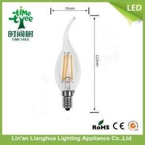 Warm White 4W C37 LED Filament Candle Bulb with Clear Glass Cover