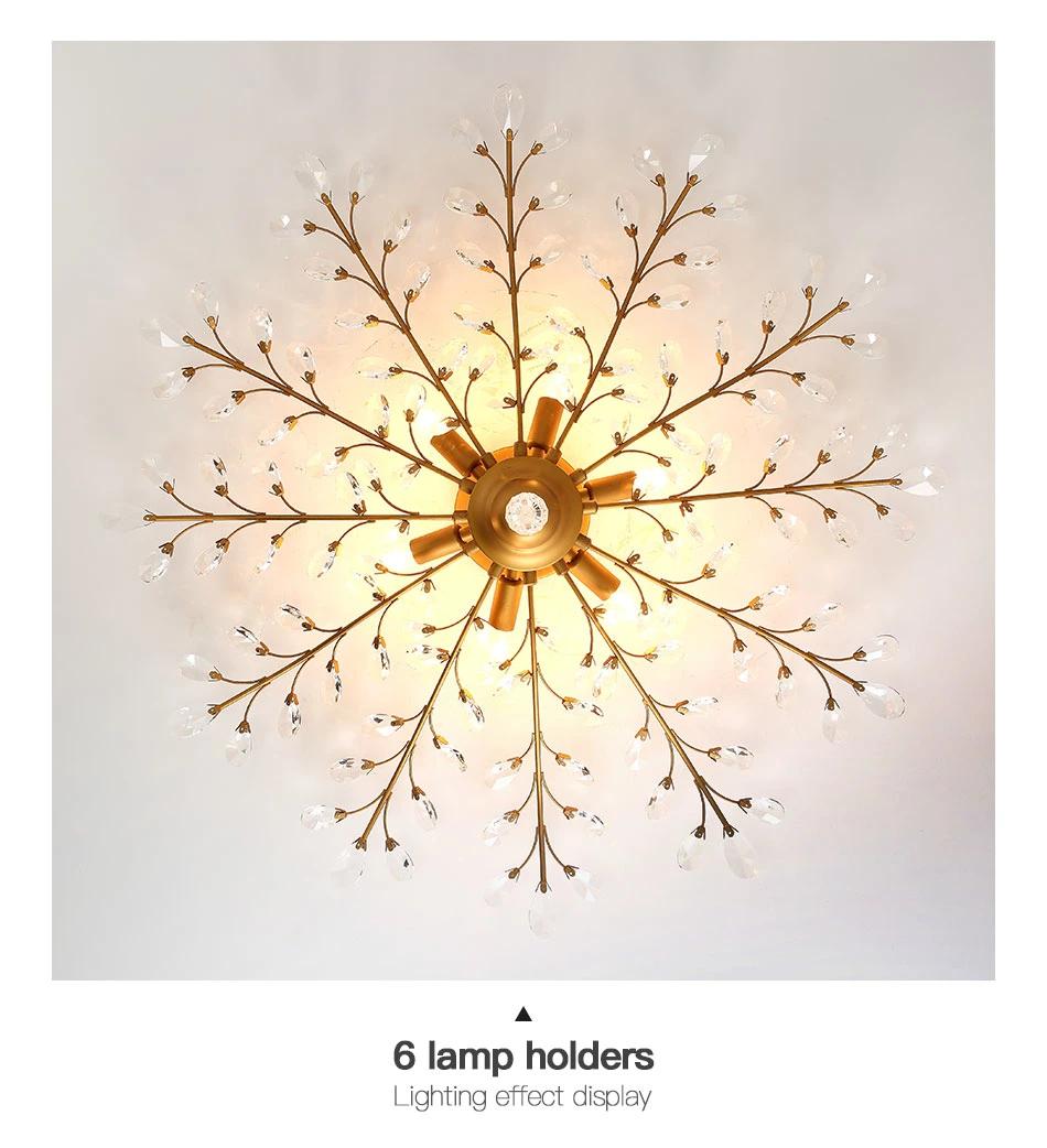 Modern Lamp Luxury Living Room Chandelier Bedroom Lamp Villa Round Creative Aluminum Crystal Lamp