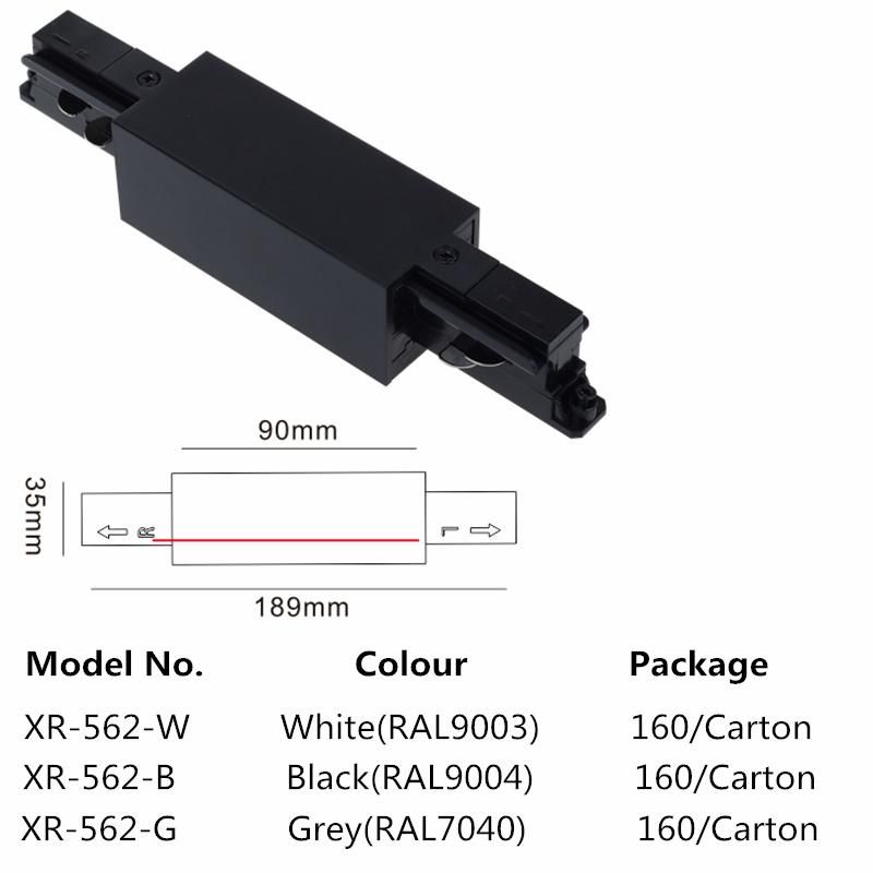 LED Lighting Track Accessories Square Track Black Straight Connector