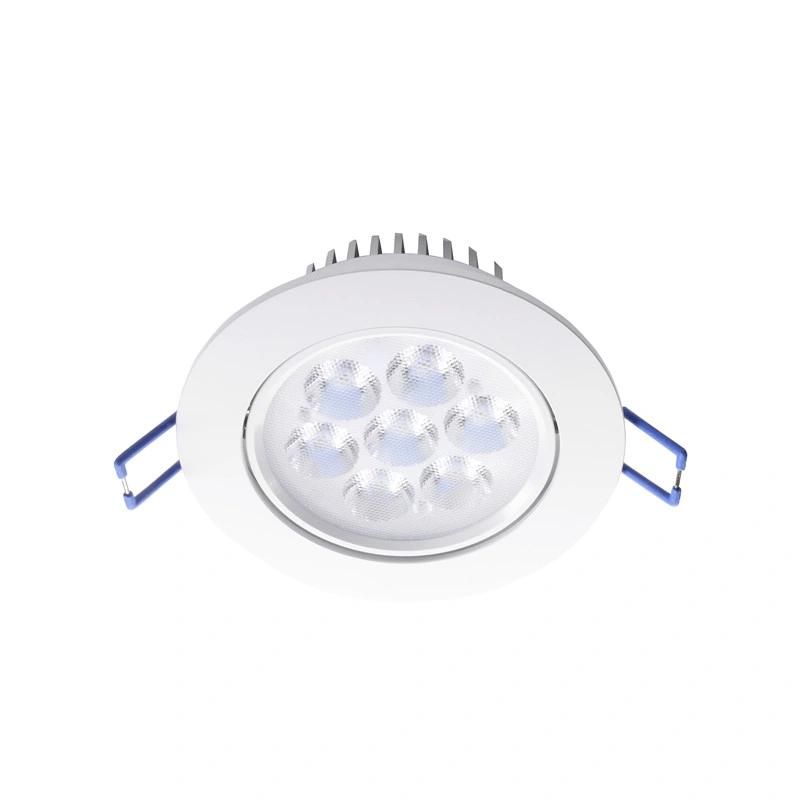 Round Ceiling Lighting Recessed LED Downlight 7X1w Adjustable Spotlight 3000K Warm White