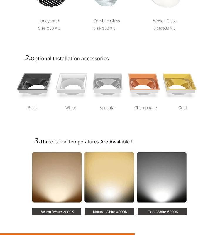 Commercial Indoor Ceiling Recessed Square LED Downlight