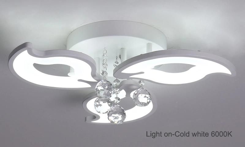 China Manufacturer Home Decorative Crystal Multi-Heads Acrylic Remote CCT LED Ceiling Lamp