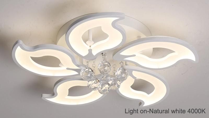2022 Design 5 Heads Remote Control Flower Shape Acrylic LED Ceiling Lights Lamp Fixture Smart Control