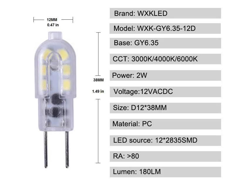 Gy6.35 G9 G4 LED Lamp 2W Mini LED Bulb Acdc12V SMD2835 Spotlight Chandelier High Quality Lighting Replace Halogen Lamps