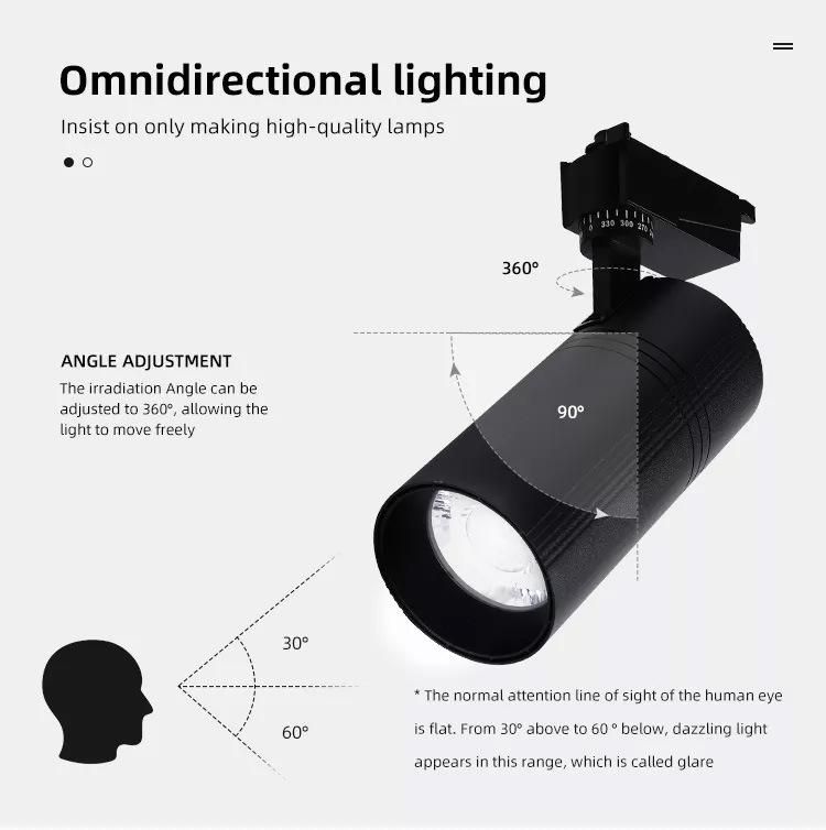 Adjustable LED Spot Light for Store Decor 20W 30W Magnetic System Rail Lighting LED Track Light