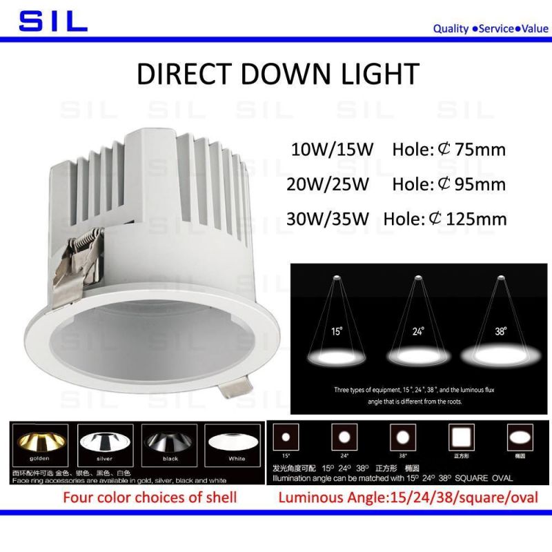 Hot Sales Hotel Commercial LED Down Light 20watt 10W 15W 20W 25W 30W 35W Ceiling Light 20W LED Downlight