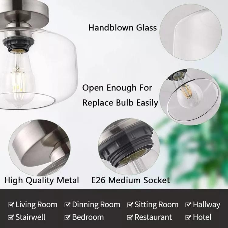 Amazon Modern Fixture Clear Glass Shade Simple Livingroom Flush Mount Ceiling Light