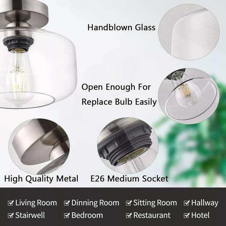 Amazon Modern Fixture Clear Glass Shade Simple Livingroom Flush Mount Ceiling Light